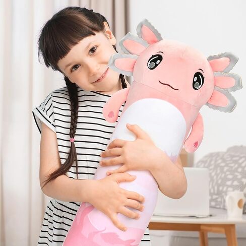 Drehth 29 Inch Long Axolotl Plush Body Pillow Cute Axolotl Stuffed Animal Toys Soft Cuddle Pillow Axolotl Plushie Gifts for Kids Adults Girls in Saudi Arabia