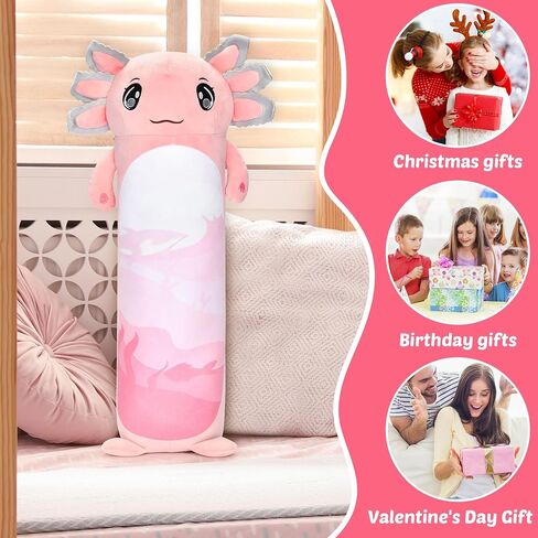 Drehth 29 Inch Long Axolotl Plush Body Pillow Cute Axolotl Stuffed Animal Toys Soft Cuddle Pillow Axolotl Plushie Gifts for Kids Adults Girls in Saudi Arabia