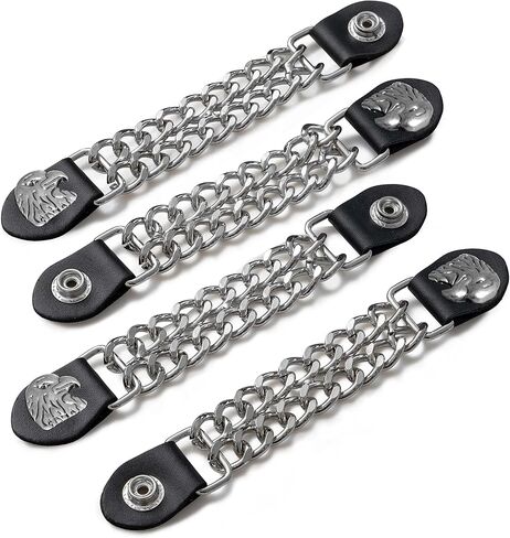 طقم موسع للصدرية مكون من 4 قطع من الألواح الماسية - أطراف من الجلد الصناعي، زر من النيكل مع نقش رأس النسر - امتدادات 6.5 بوصة in Kuwait