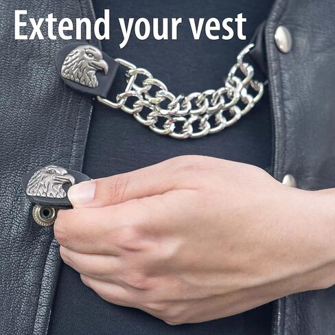 طقم موسع للصدرية مكون من 4 قطع من الألواح الماسية - أطراف من الجلد الصناعي، زر من النيكل مع نقش رأس النسر - امتدادات 6.5 بوصة in Kuwait