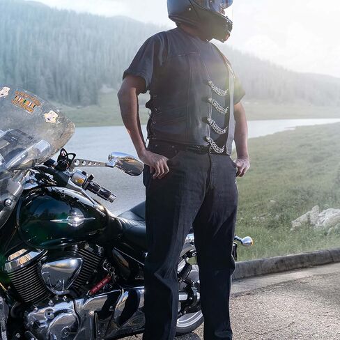 طقم موسع للصدرية مكون من 4 قطع من الألواح الماسية - أطراف من الجلد الصناعي، زر من النيكل مع نقش رأس النسر - امتدادات 6.5 بوصة in Kuwait