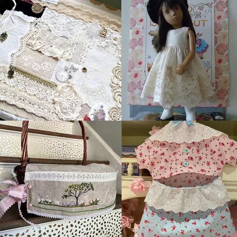 Eyelet Lace Ribbon White Lace Trim Cotton Embroidery Lace for Dresses, Baby Clothes, Bag, Pets Clothes 7 Yards in Kuwait