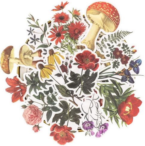 مجموعة ملصقات كبيرة من الزهور العتيقة (60 قطعة) - ملصقات واشي النباتية المزخرفة لسجل القصاصاصات، الحرف الفنية التي تصنعها بنفسك للأطفال، الألبوم، مجلة الرصاص، مجلة ايفيميرا، مخطط، لاب توب وتقويمات in Kuwait