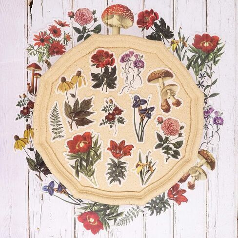 مجموعة ملصقات كبيرة من الزهور العتيقة (60 قطعة) - ملصقات واشي النباتية المزخرفة لسجل القصاصاصات، الحرف الفنية التي تصنعها بنفسك للأطفال، الألبوم، مجلة الرصاص، مجلة ايفيميرا، مخطط، لاب توب وتقويمات in Kuwait