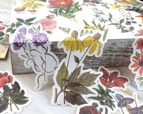 مجموعة ملصقات كبيرة من الزهور العتيقة (60 قطعة) - ملصقات واشي النباتية المزخرفة لسجل القصاصاصات، الحرف الفنية التي تصنعها بنفسك للأطفال، الألبوم، مجلة الرصاص، مجلة ايفيميرا، مخطط، لاب توب وتقويمات in Kuwait