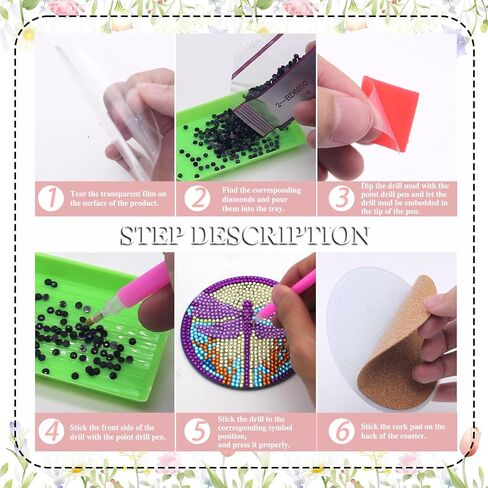 KJMYYXGS 8pcs Diamond Painting Art Coasters with Holder, Hummingbird Diamond Painting Art Coasters Kit, DIY Drink Coaster with Cork Base Diamond Dot Art Painting Coasters Kit for Adults Kids Beginner in Kuwait