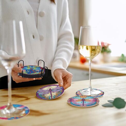KJMYYXGS 8pcs Diamond Painting Art Coasters with Holder, Hummingbird Diamond Painting Art Coasters Kit, DIY Drink Coaster with Cork Base Diamond Dot Art Painting Coasters Kit for Adults Kids Beginner in Kuwait