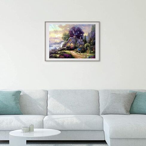 لوحة ألماس توماس كينكيد 40.64 سم × 50.8 سم 5D لوحة الماس جولة كاملة حفر حجر الراين التطريز لتزيين الحائط in Kuwait