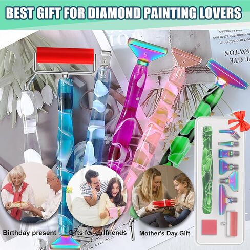 Heyseri Diamond Painting Pen, “Screw Tip, Tighter Hold", Diamond Art Pen with Screw Thread Metal Tips, Tight Grip, 6 Painting Glue Clay in Kuwait