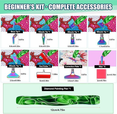 Heyseri Diamond Painting Pen, “Screw Tip, Tighter Hold", Diamond Art Pen with Screw Thread Metal Tips, Tight Grip, 6 Painting Glue Clay in Kuwait