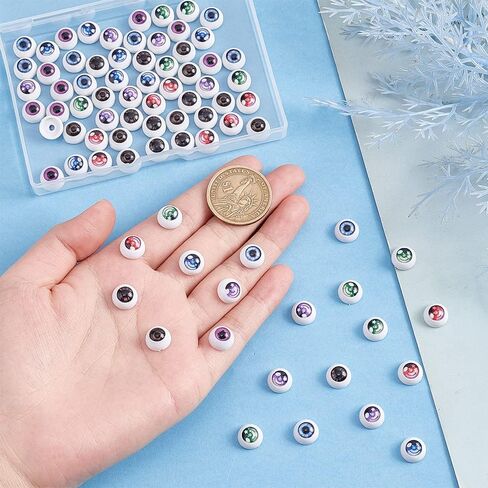 PH PandaHall 80pcs Eyeballs 10mm Acrylic Craft Eyes 8 Colors Realistic Human Eyes Hollow Eyeballs Bear Eyes for Halloween Party Amigurumi Decor Sculptures Props Puppets Jewelry Making in Saudi Arabia