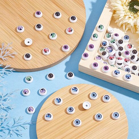 PH PandaHall 80pcs Eyeballs 10mm Acrylic Craft Eyes 8 Colors Realistic Human Eyes Hollow Eyeballs Bear Eyes for Halloween Party Amigurumi Decor Sculptures Props Puppets Jewelry Making in Saudi Arabia