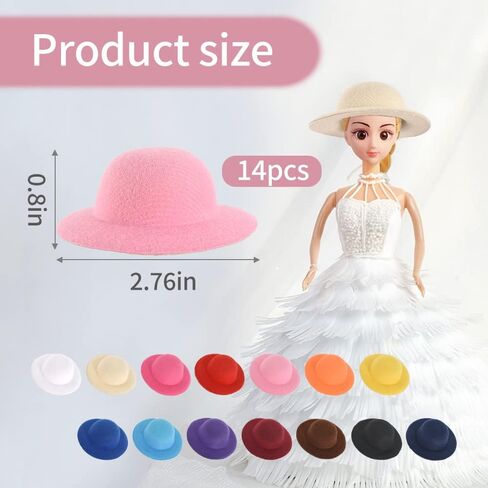 HUIANER Mini Formal Hats 14pcs Doll Hat Art DIY Craft Miniature Doll Decoration Christmas Tree Ornaments Doll Accessories in Saudi Arabia