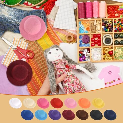 HUIANER Mini Formal Hats 14pcs Doll Hat Art DIY Craft Miniature Doll Decoration Christmas Tree Ornaments Doll Accessories in Saudi Arabia