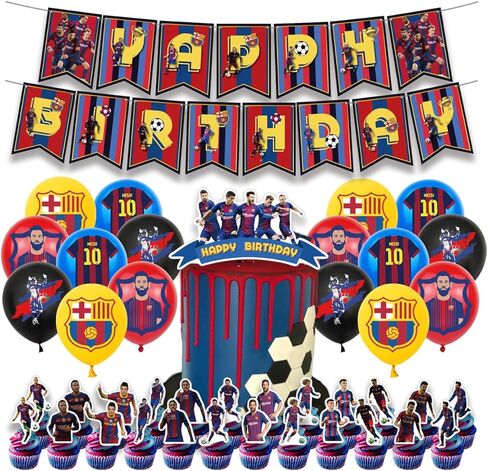 Birthday Party Supplies For Barcelona, Party Decorations Included Birthday banner, Cake Topper, Cupcake Topper, Balloon in Kuwait