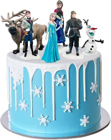 6 قطع من زينة الكيك بتصميم فروزن، لوازم حفلات اعياد الميلاد بنمط فروزن، زينة كعكة عيد ميلاد الاطفال in Kuwait
