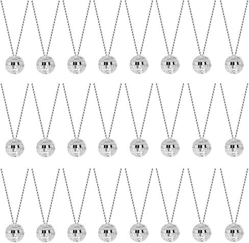 مرآة ديسكو الكرة القلائد، 70s ديسكو حزب القلائد البسيطة ديسكو الكرة القلائد الفضة ديسكو القلائد 1970s مجوهرات ديسكو حزب صالح الديكور زي الملحقات لوازم الرقص in Kuwait