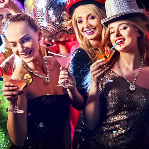 مرآة ديسكو الكرة القلائد، 70s ديسكو حزب القلائد البسيطة ديسكو الكرة القلائد الفضة ديسكو القلائد 1970s مجوهرات ديسكو حزب صالح الديكور زي الملحقات لوازم الرقص in Kuwait