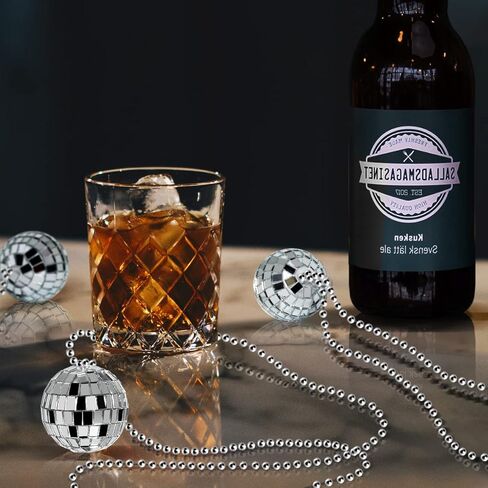 مرآة ديسكو الكرة القلائد، 70s ديسكو حزب القلائد البسيطة ديسكو الكرة القلائد الفضة ديسكو القلائد 1970s مجوهرات ديسكو حزب صالح الديكور زي الملحقات لوازم الرقص in Kuwait