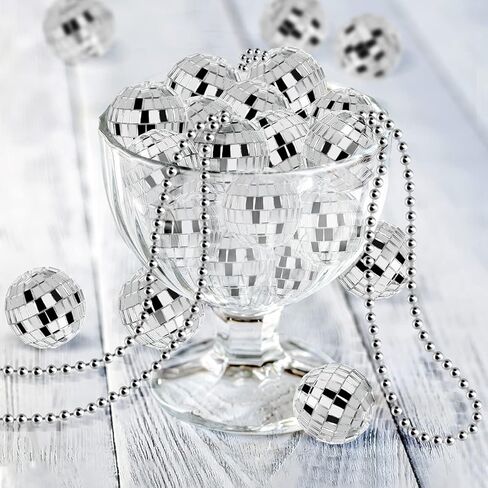 مرآة ديسكو الكرة القلائد، 70s ديسكو حزب القلائد البسيطة ديسكو الكرة القلائد الفضة ديسكو القلائد 1970s مجوهرات ديسكو حزب صالح الديكور زي الملحقات لوازم الرقص in Kuwait