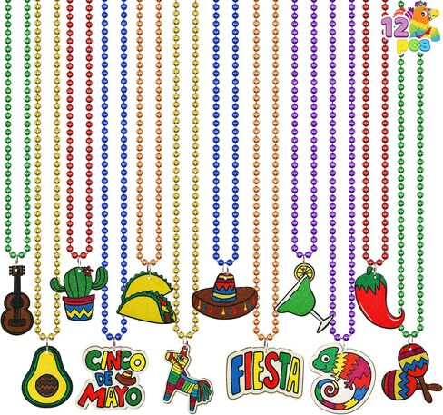 JOYIN 12 PCS Cinco de Mayo Necklaces Bead for Fiesta Decorations, Cinco de Mayo Party Favors, Mexican Theme Festivals, Fancy Dress Parties, School Plays Parade, Party Favors, Hair Accessory in Saudi Arabia