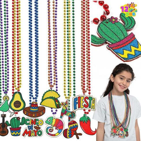 JOYIN 12 PCS Cinco de Mayo Necklaces Bead for Fiesta Decorations, Cinco de Mayo Party Favors, Mexican Theme Festivals, Fancy Dress Parties, School Plays Parade, Party Favors, Hair Accessory in Saudi Arabia