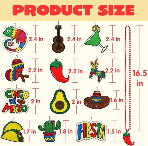 JOYIN 12 PCS Cinco de Mayo Necklaces Bead for Fiesta Decorations, Cinco de Mayo Party Favors, Mexican Theme Festivals, Fancy Dress Parties, School Plays Parade, Party Favors, Hair Accessory in Saudi Arabia