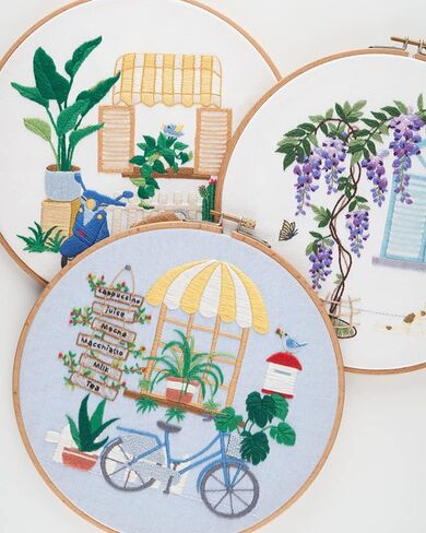 مجموعة تطريز للمبتدئين من كيتكرويت، 3 عبوات من مجموعة التطريز للمبتدئين الكبار، 3 انماط مختومة مع طوق تطريز واحد وتعليمات، مشهد في الربيع in Kuwait