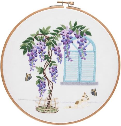 مجموعة تطريز للمبتدئين من كيتكرويت، 3 عبوات من مجموعة التطريز للمبتدئين الكبار، 3 انماط مختومة مع طوق تطريز واحد وتعليمات، مشهد في الربيع in Kuwait