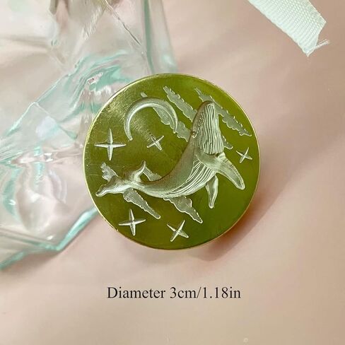 YOKIOU الشمع ختم ختم رئيس استبدال 3D الحوت الحيوان الرجعية العتيقة ختم الشمع سكرابوكينغ طوابع لحفل زفاف دعوات هدية فكرة الديكور (الحوت 3D) in Kuwait