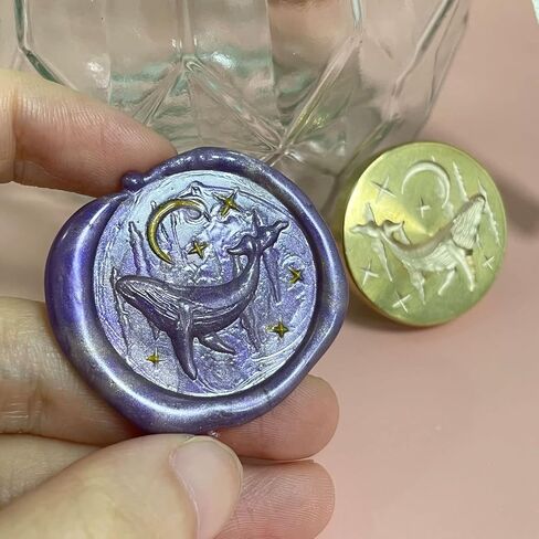 YOKIOU الشمع ختم ختم رئيس استبدال 3D الحوت الحيوان الرجعية العتيقة ختم الشمع سكرابوكينغ طوابع لحفل زفاف دعوات هدية فكرة الديكور (الحوت 3D) in Kuwait