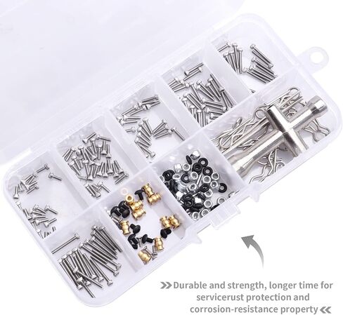 272pcs RC Screw Kit M1.4 Screws Hardware Fasteners Repair Tools for Axial SCX24 1/24 Scale RC Crawler Accessories in Saudi Arabia