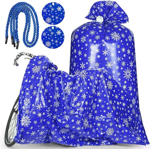 2 Pack 70 x 40 Inch Christmas Gift Bag Jumbo Plastic Gift Bag, Extra Large Gift Bag Christmas Bags for Gifts Reusable Gift Bag Gift Wrap Bags with 2 Cord Tie and 2 Gift Tags for Xmas Party Supplies in Saudi Arabia