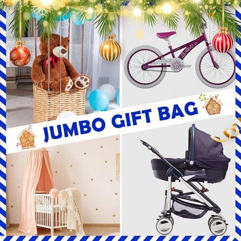 2 Pack 70 x 40 Inch Christmas Gift Bag Jumbo Plastic Gift Bag, Extra Large Gift Bag Christmas Bags for Gifts Reusable Gift Bag Gift Wrap Bags with 2 Cord Tie and 2 Gift Tags for Xmas Party Supplies in Saudi Arabia