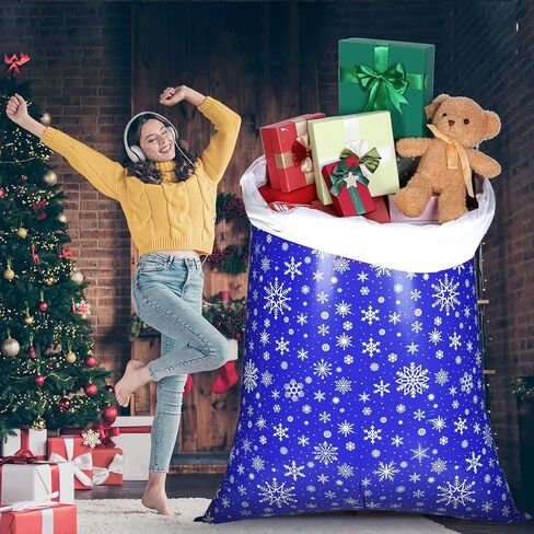 2 Pack 70 x 40 Inch Christmas Gift Bag Jumbo Plastic Gift Bag, Extra Large Gift Bag Christmas Bags for Gifts Reusable Gift Bag Gift Wrap Bags with 2 Cord Tie and 2 Gift Tags for Xmas Party Supplies in Saudi Arabia
