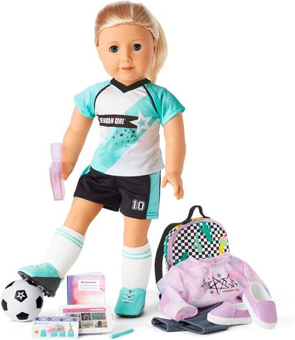 American Girl Truly Me 18-inch Doll 67 & School Day to Soccer Play Playset with Supplies, Uniform, and Ball, For Ages 6+ in Saudi Arabia