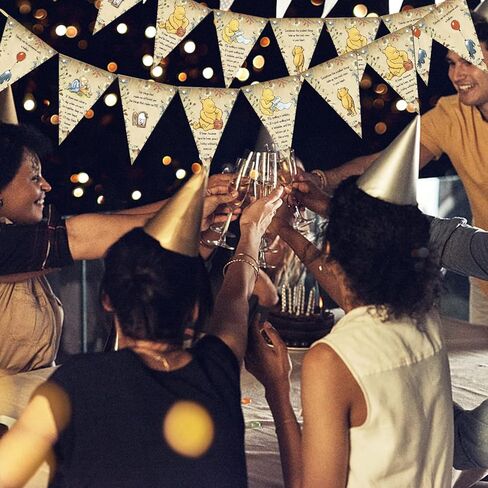 24PCS Winnie Quotes Banner Flags Hanging Decorations Winnie Inspired Banner Party For Baby Shower Birthday Party Supplies in Kuwait