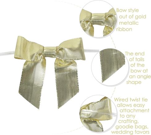 AIMUDI الذهب عيد الميلاد الأقواس 3 "الأقواس الذهبية الصغيرة تويست التعادل لشجرة عيد الميلاد الأقواس الذهبية لأكاليل الأقواس الصغيرة لتغليف الهدايا الأقواس الجاهزة للحرف كعكة البوب ​​حفل زفاف الديكور -24 التهم in Kuwait