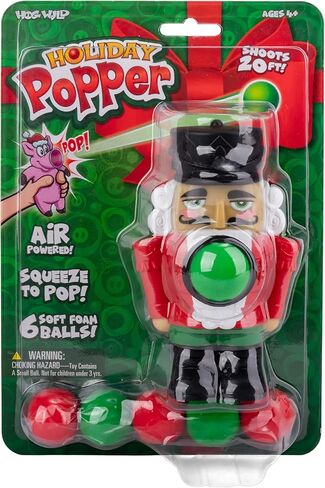 لعبة Hog Wild Holiday Nutcracker Popper - إطلاق كرات إسفنجية يصل طولها إلى 20 قدمًا - مدعومة بالهواء، اضغط على البوب ​​- هدية عيد الميلاد للأطفال - تتضمن 6 كرات إسفنجية ناعمة - للأعمار من 4 سنوات فما فوق in Kuwait