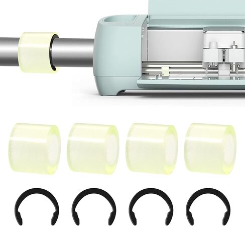 4 Pcs Rubber Roller Resolution for Cricut Maker and 4 Pcs Rubber Roller Replacement, Keep Rubber in Place with Retaining Rings Keep Rubber from Moving, Compatible with Cricut Maker/Maker 3 in Kuwait