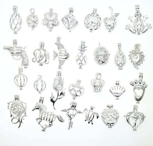 Christmas Gifts 20 Pcs Bright Silver Cute Pearl Bead Cages Pendant Wholesale - Essential Oil Scent Diffuser Cage Charms for Bracelet Necklace Earrings Jewelry Making in Kuwait