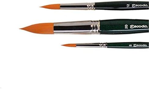 Escoda Signature Series Artist Watercolor Brush Set, Nicholas Simmons Set #1, Barroco Synthetic Gold Toray, Size (Round( 8, 12, 20 in Kuwait