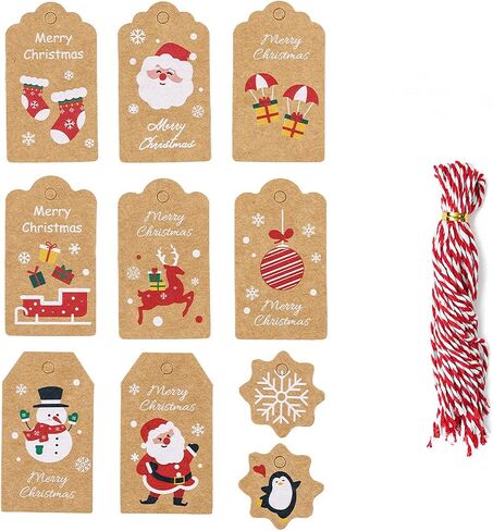 50 PCS Christmas Gift Tags in 10 Patterns, DIY Arts and Crafts for Christmas Holiday Present, Christmas Tree and Interior Decorating, A in Saudi Arabia