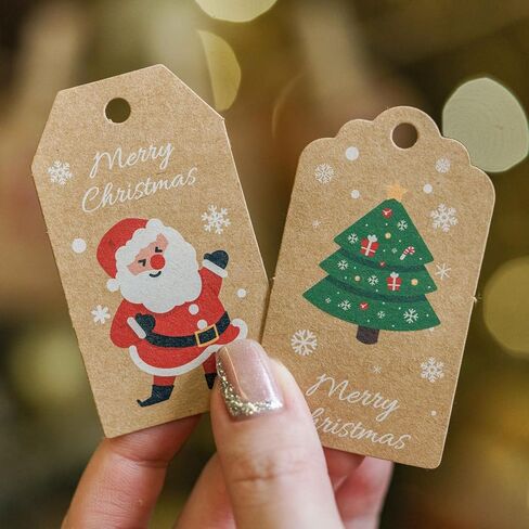 50 PCS Christmas Gift Tags in 10 Patterns, DIY Arts and Crafts for Christmas Holiday Present, Christmas Tree and Interior Decorating, A in Saudi Arabia