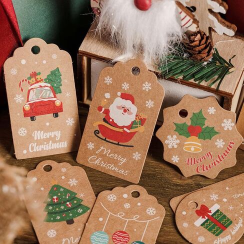 50 PCS Christmas Gift Tags in 10 Patterns, DIY Arts and Crafts for Christmas Holiday Present, Christmas Tree and Interior Decorating, A in Saudi Arabia