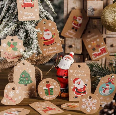 50 PCS Christmas Gift Tags in 10 Patterns, DIY Arts and Crafts for Christmas Holiday Present, Christmas Tree and Interior Decorating, A in Saudi Arabia