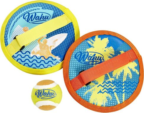مجموعة ألعاب Wahu Water Grip Ball Toss and Catch Ball مع كرة واحدة وقفازين قابلين للتعديل، مجموعة ألعاب الشاطئ فيلكرو للأماكن الخارجية، أزرق/أزرق فاتح in Saudi Arabia