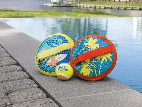مجموعة ألعاب Wahu Water Grip Ball Toss and Catch Ball مع كرة واحدة وقفازين قابلين للتعديل، مجموعة ألعاب الشاطئ فيلكرو للأماكن الخارجية، أزرق/أزرق فاتح in Saudi Arabia
