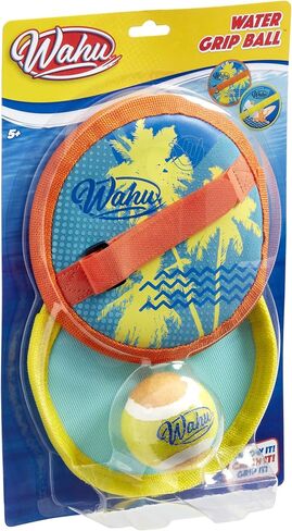 مجموعة ألعاب Wahu Water Grip Ball Toss and Catch Ball مع كرة واحدة وقفازين قابلين للتعديل، مجموعة ألعاب الشاطئ فيلكرو للأماكن الخارجية، أزرق/أزرق فاتح in Saudi Arabia