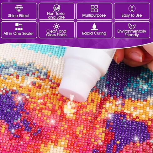 Cludoo 240 مل / 8 أونصة طلاء ألماس صمغ مانع لتسرب الطلاء الماسي 5D، مانع تسرب الفن الماسي لتأثير اللمعان وحافظ دائم على اللوحة الماسية للرسم الماسي والألغاز والحرف اليدوية in Kuwait